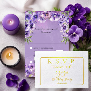 Elegant Purple Violets Floral Birthday Party RSVP Foil Card