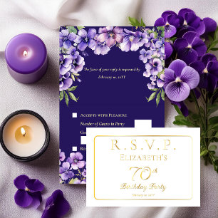 Elegant Purple Violets Floral Birthday Party RSVP Foil Card