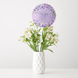 Elegant Purple Violets Floral Happy 80th Birthday Balloon