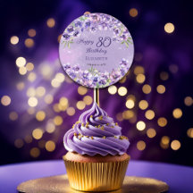 Elegant Purple Violets Floral Happy 80th Birthday