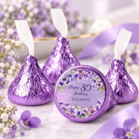 Elegant Purple Violets Floral Happy 80th Birthday