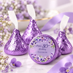 Elegant Purple Violets Floral Happy 80th Birthday Hershey®'s Kisses®