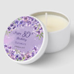 Elegant Purple Violets Floral Happy 80th Birthday Mini Candle Favors<br><div class="desc">Elegant purple violets floral design "Happy 80th Birthday" design featuring a floral top and bottom swag of violets on a distressed violet and white stardust background.</div>