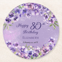 Elegant Purple Violets Floral Happy 80th Birthday