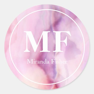 Elegant Purple Watercolor Agate Pattern - Monogram
