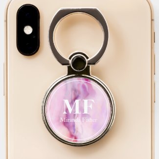 Elegant Purple Watercolor Agate Pattern - Monogram Phone Ring Stand