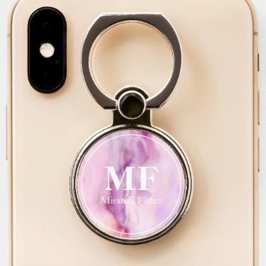 Elegant Purple Watercolor Agate Pattern - Monogram