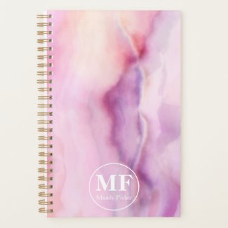 Elegant Purple Watercolor Agate Pattern - Monogram Planner