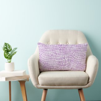 Elegant Purple Watercolor Crocodile Skin Pattern Lumbar Pillow