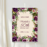 Elegant Purple Watercolor Floral 50th Birthday Foam Board<br><div class="desc">Elegant purple and pink watercolor floral and greenery 50th birthday party foam core easel sign. Personalized with the name,  age,  and party date of the guest of honor. Contact me for assistance with your customizations or to request additional. matching or coordinating Zazzle products for your party.</div>