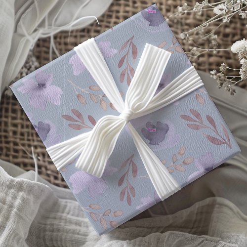 Elegant Purple Watercolor floral pattern  Wrapping Paper