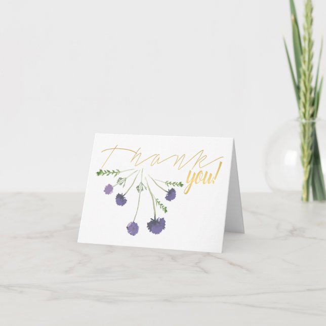 Elegant Purple Watercolor Floral Thank You (Front)