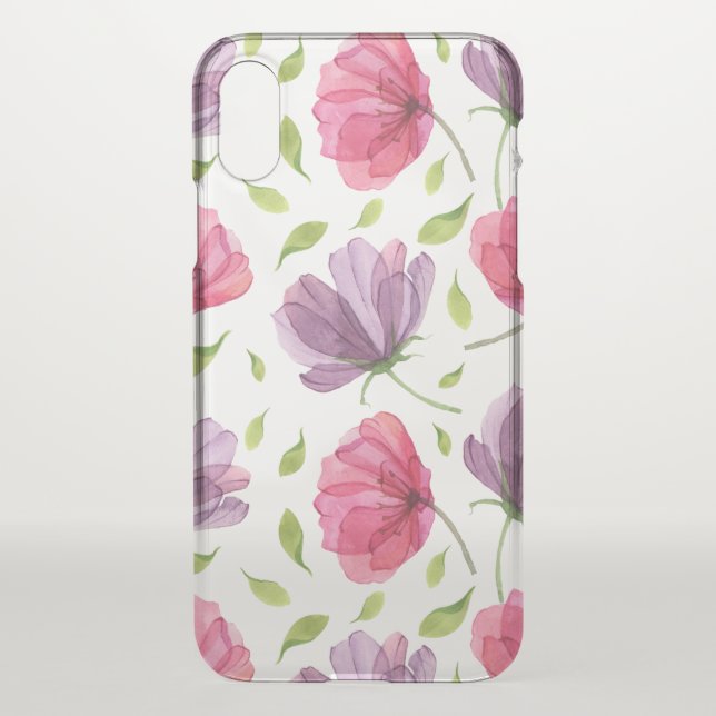 Elegant Purple Watercolor Floral Uncommon iPhone Case (Back)