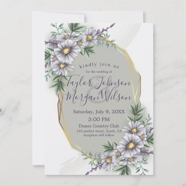 Elegant Purple Watercolor Floral Wedding Invitatio Invitation (Front)