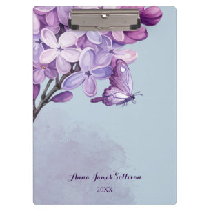 Elegant Purple Watercolor Floral Wedding Planner Clipboard