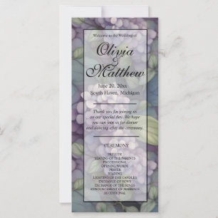 Elegant  purple watercolor floral Wedding program