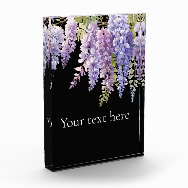 Elegant purple watercolor florals  acrylic award (Left)