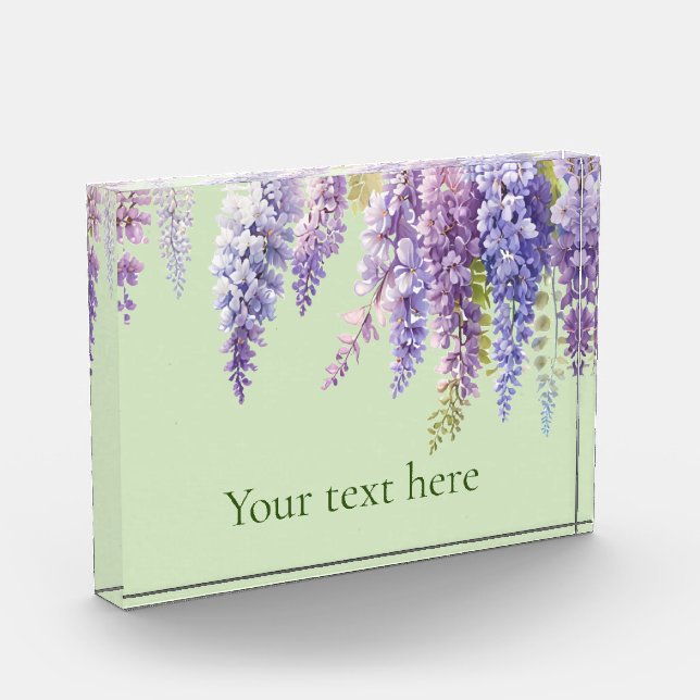 Elegant purple watercolor florals  acrylic award (Left)