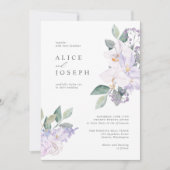 Elegant Purple Watercolor Flowers & Greenery  Invitation (Front)