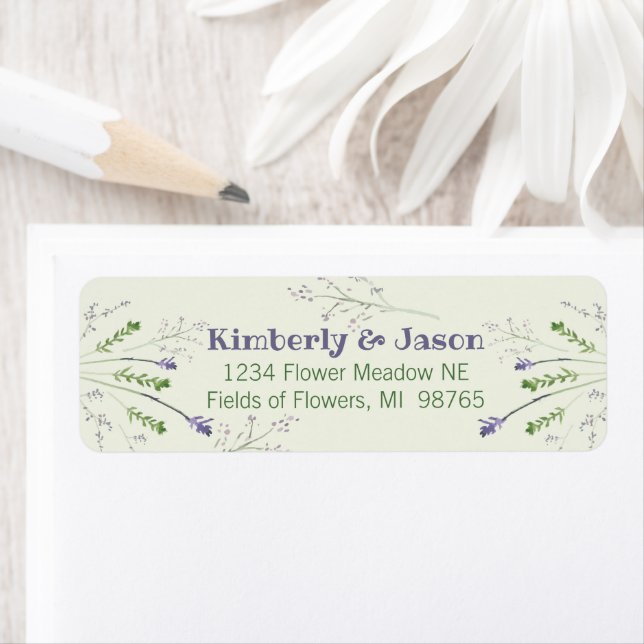 Elegant Purple Watercolor Flowers Label (Insitu)