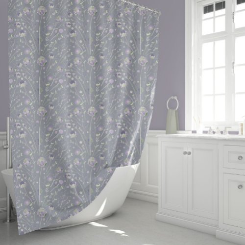 Elegant Purple Watercolor Flowers Shower Curtain