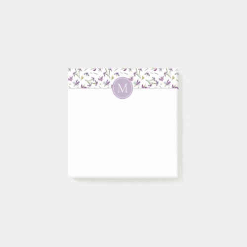 Elegant Purple Watercolor Irises 3 x 3 Monogram Post_it Notes