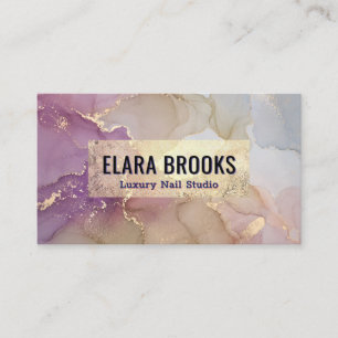 Elegant Purple Watercolor Nail Studio Business Card