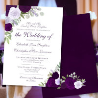 Elegant Purple Watercolor Roses Formal Wedding