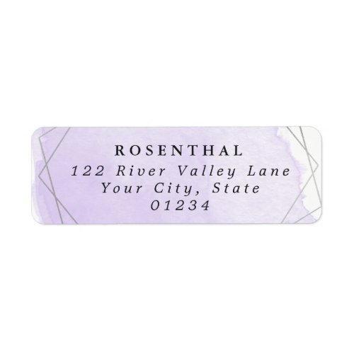 Elegant Purple Watercolor Silver Frame Address Label