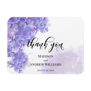 Elegant Purple Watercolor Succulents Thank You Magnet