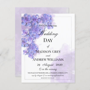 Elegant Purple Watercolor Succulents Wedding Invitation