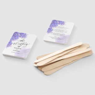 Elegant Purple Watercolor Succulents Wedding Menu Hand Fan