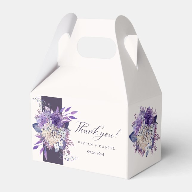 Elegant Purple Watercolor Thank You Wedding Favor  Boxes (Front Side)