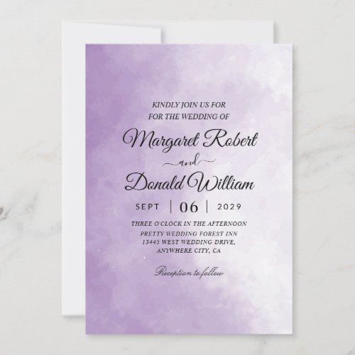Elegant purple watercolor wedding invitations