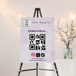 Elegant Purple Watercolor Wedding Planner Qr code Foam Board