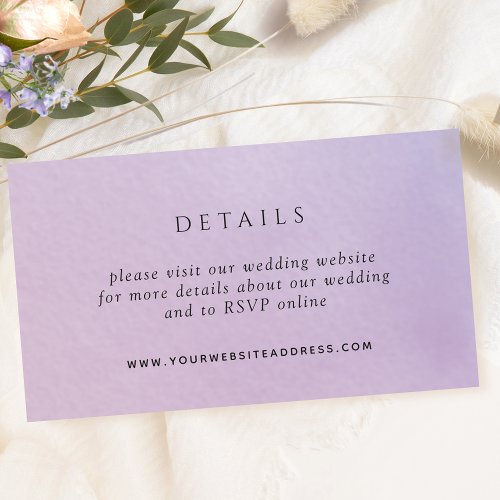 Elegant Purple Watercolor Wedding Website Details Enclosure Card