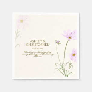 Elegant Purple Watercolor Wildflower Wedding Napkins