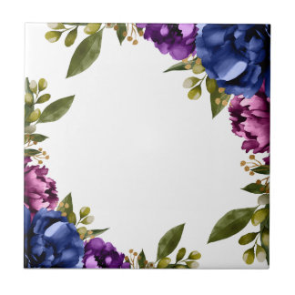 Elegant purple watercolor wisteria blue floral ceramic tile