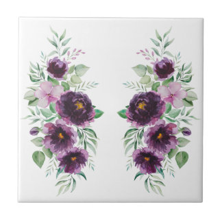 Elegant purple watercolor wisteria blue floral ceramic tile