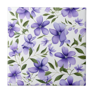 Elegant purple watercolor wisteria blue floral ceramic tile