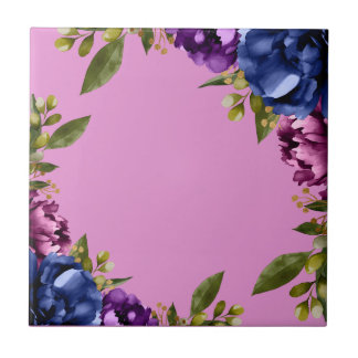 Elegant purple watercolor wisteria blue floral ceramic tile