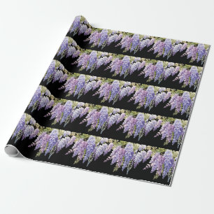 Elegant purple watercolor wisteria blue floral  wrapping paper