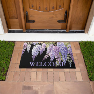 Elegant purple watercolor wisteria floral doormat