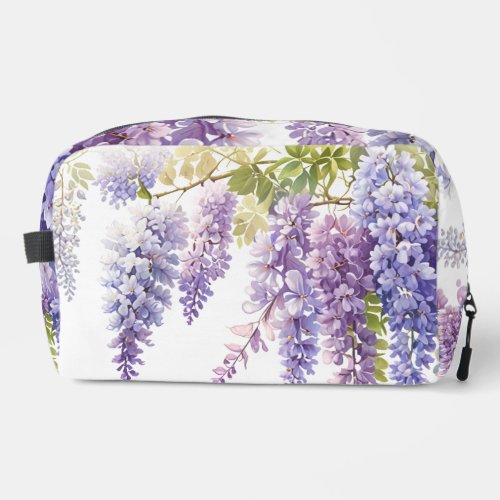 Elegant purple watercolor wisteria floral  dopp kit