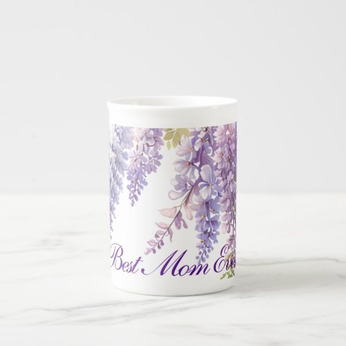 Elegant purple watercolor wisteria floral Mom Bone China Mug