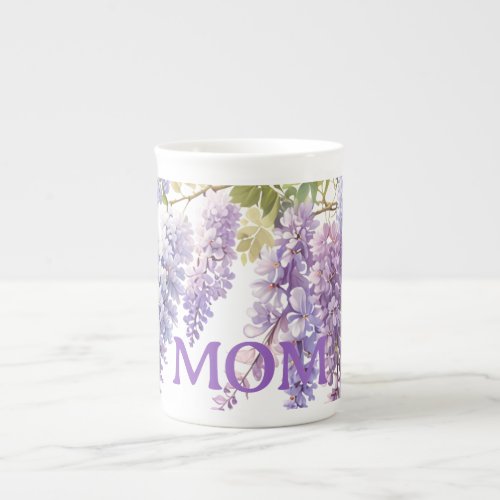 Elegant purple watercolor wisteria floral Mom Bone China Mug