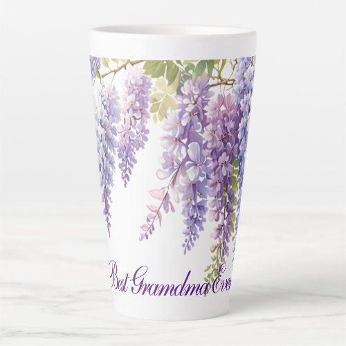 Elegant purple watercolor wisteria floral Mom Latte Mug