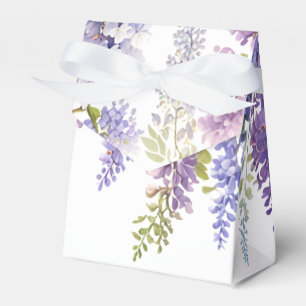 Elegant purple watercolor wisteria purple floral favor boxes