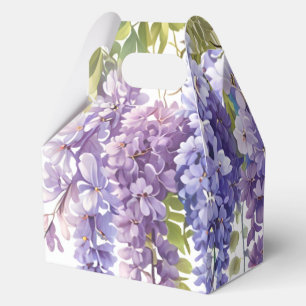 Elegant purple watercolor wisteria purple floral favor boxes