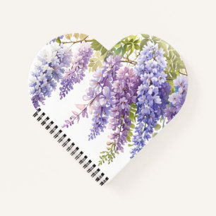 Elegant purple watercolor wisteria purple floral  notebook